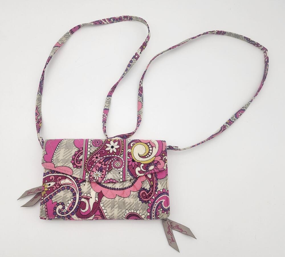 Vera Bradley Crossbody Clutch Wallet Bag Tote Purse Bermuda Pink Paisley Retired